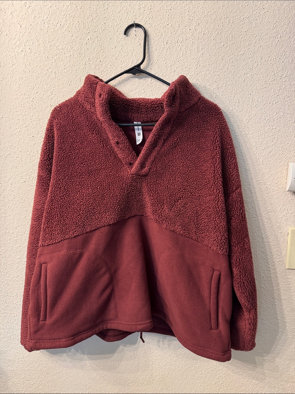 all in motion Plush Sherpa Pullover in Deep Rust